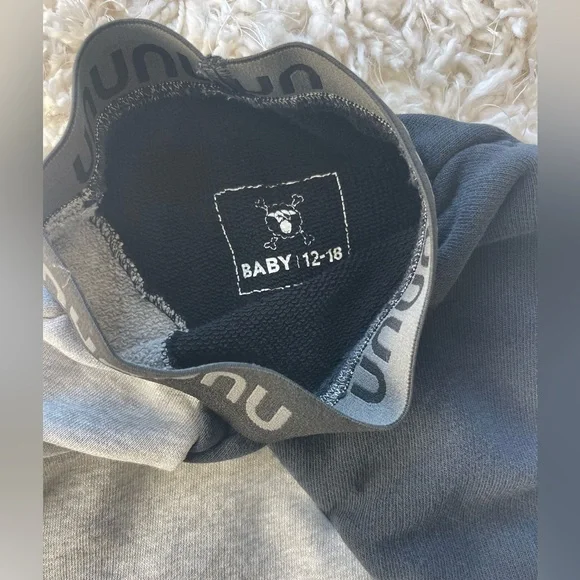 Nununu black/grey diagonal baggy joggers 12-18mo - Picture 3 of 3